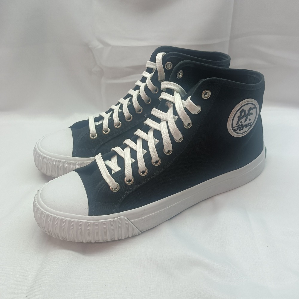 PF Flyers Center Hi Black Canvas High Top Sneakers Mens 10 Sandlot Vtg Logo